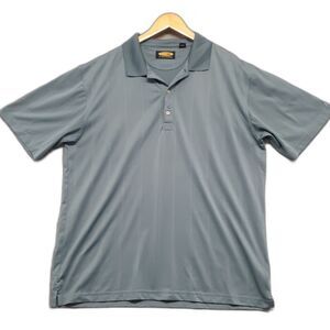 Greg Norman Play Dry Polo Shirt Mens Sz XL Aqua Blue Striped Short Sleeve Golf